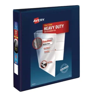 Avery® Heavy-Duty View Binder with DuraHinge and One Touch EZD Rings, Navy Blue, 1.5" Capacity, 3 Rings, 11 x 8.5