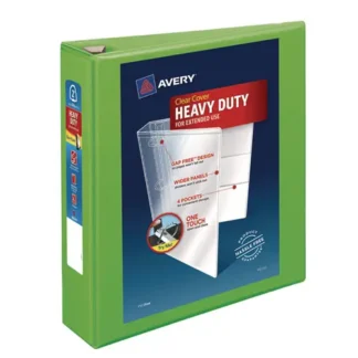 Avery® Heavy-Duty View Binder with DuraHinge and One Touch EZD Rings, 3 Rings, 2" Capacity, 11 x 8.5, Chartreuse