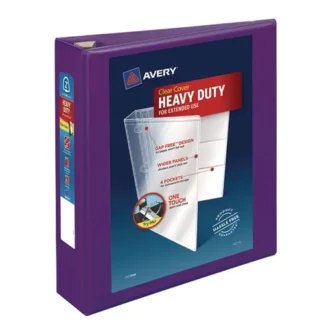 Avery® Heavy-Duty View Binder with DuraHinge and One Touch EZD Rings, 3 Rings, 2" Capacity, 11 x 8.5, Purple