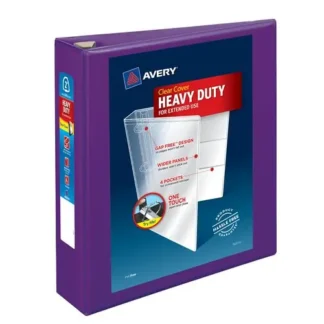 Avery® Heavy-Duty View Binder with DuraHinge and One Touch EZD Rings, 3 Rings, 2" Capacity, 11 x 8.5, Purple