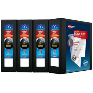 Avery® Heavy-Duty View Binder with DuraHinge and One Touch EZD Rings, 3" Capacity, Black, 4/Carton