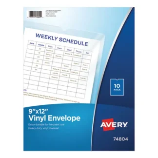 Avery® Heavyweight Clear Vinyl Envelope with Thumb Notch, 12 x 9, Clear, 10/Pack