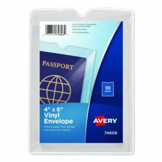Avery® Heavyweight Clear Vinyl Envelope with Thumb Notch, Small Format, 4 x 6, Clear, 10/Pack