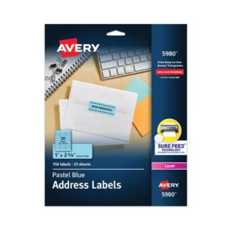 Avery® High-Visibility Permanent Laser ID Labels, Pastel Blue, 750/Pack