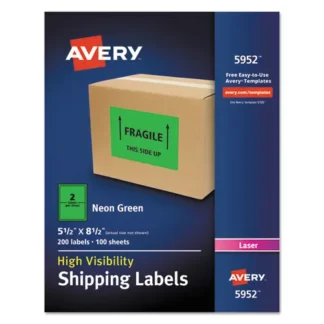 Avery® High-Visibility Permanent Laser ID Labels, Neon Green, 200 Labels/Box