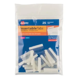 Avery® Insertable Index Tabs with Printable Inserts, 1/5-Cut, Clear, 25/Pack
