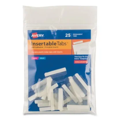 Avery® Insertable Index Tabs with Printable Inserts, 1/5-Cut, Clear, 25/Pack