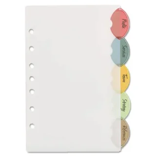 Avery® Insertable Style Edge Tab Plastic Dividers, 5-Tab, Translucent, Mini Size, 7-Hole Punched
