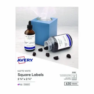 Avery® Laser/Inkjet Media Labels, 2.75" x 2.75", Matte White, 9 Labels/Sheet, 70 Sheets/Box