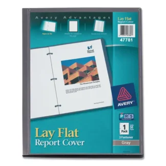 Avery® Lay Flat View Report Cover, Flexible Fastener, 0.5" Capacity, 8.5 x 11, Clear/Gray