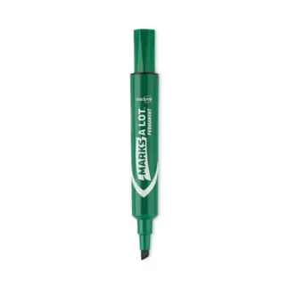 Avery® MARKS A LOT Large Desk-Style Permanent Marker, Broad Chisel Tip, Green, Dozen (8885)