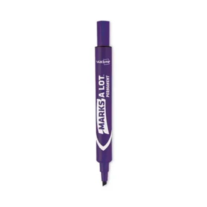 Avery® MARKS A LOT Large Desk-Style Permanent Marker, Broad Chisel Tip, Purple, Dozen (8884)