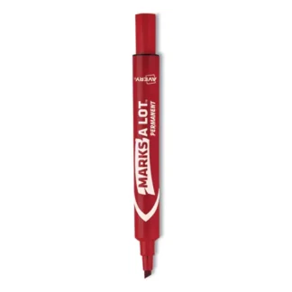 Avery® MARKS A LOT Regular Desk-Style Permanent Marker, Broad Chisel Tip, Red, Dozen (7887)