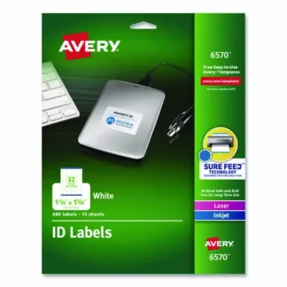 Avery® Permanent ID Labels with Sure Feed Technology, White, 1.25 x 1.75, 480 Labels/Pack