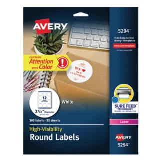 Avery® Permanent Laser Print-to-the-Edge ID Labels w/SureFeed, White, 300/Pack