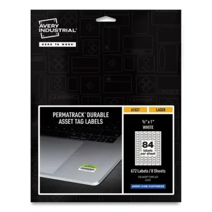 Avery® PermaTrack Durable White Asset Tag Labels, Laser Printers, White, 0.5 x 1, 84 Labels/Sheet, 8 Sheets/Pack