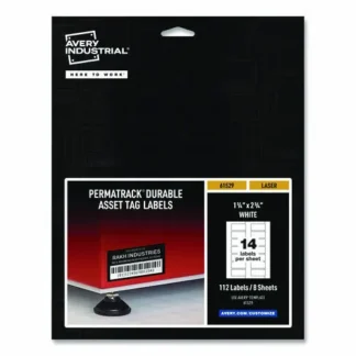 Avery® PermaTrack Durable White Asset Tag Labels, Laser Printers, 1.25 x 2.75, White, 14/Sheet, 8 Sheets/Pack