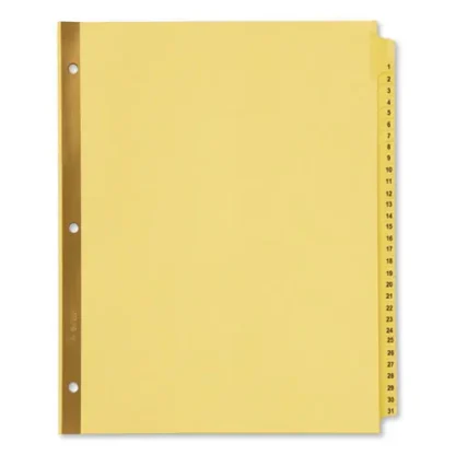 Avery® Preprinted Laminated Tab Dividers with Gold Reinforced Binding Edge, 31-Tab, 1 to 31, 11 x 8.5, Buff