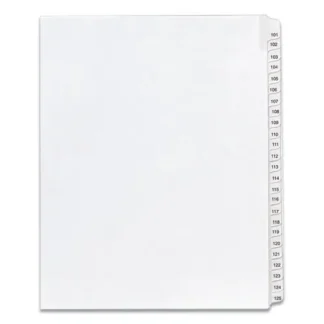 Avery® Preprinted Legal Exhibit Side Tab Index Dividers, Allstate Style, 25-Tab, Numbers 101-125, White, 11 x 8.5 inches, 1 Set (1705)
