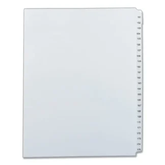Avery® Preprinted Legal Exhibit Side Tab Index Dividers, Allstate Style, 25-Tab, Numbers 151-175, White, Unpunched, 11 x 8.5 inches