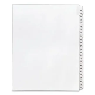 Avery® Preprinted Legal Exhibit Side Tab Index Dividers, Allstate Style, 25-Tab, Numbers 26 to 50, White, 1 Set (1702)