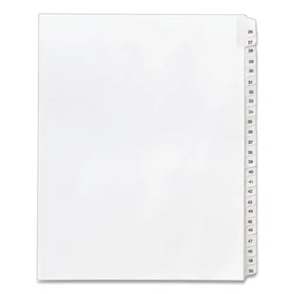 Avery® Preprinted Legal Exhibit Side Tab Index Dividers, Allstate Style, 25-Tab, Numbers 26 to 50, White, 1 Set (1702)