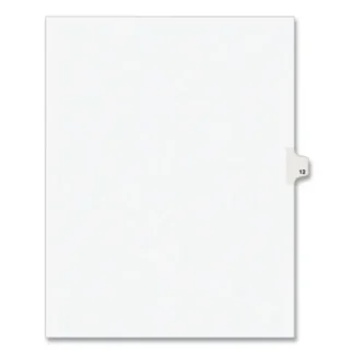 Avery® Preprinted Legal Exhibit Side Tab Index Dividers, 10-Tab, Number 12, 11 x 8.5, White, 25/Pack