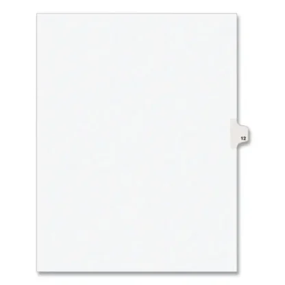 Avery® Preprinted Legal Exhibit Side Tab Index Dividers, 10-Tab, Number 12, 11 x 8.5, White, 25/Pack