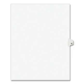 Avery® Preprinted Legal Exhibit Side Tab Index Dividers, 10-Tab, Number 13, 11 x 8.5, White, 25/Pack