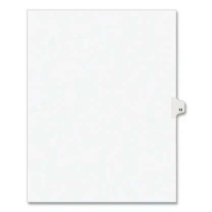 Avery® Preprinted Legal Exhibit Side Tab Index Dividers, 10-Tab, Number 13, 11 x 8.5, White, 25/Pack