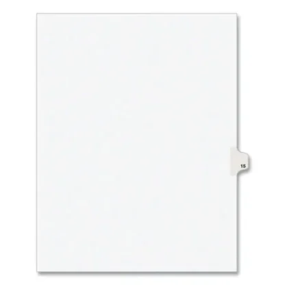 Avery® Preprinted Legal Exhibit Side Tab Index Dividers, Avery Style, 10-Tab, Number 15, 11 x 8.5, White, 25/Pack