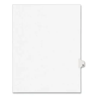 Avery® Preprinted Legal Exhibit Side Tab Index Dividers, Avery Style, Number 18, 10-Tab, 11 x 8.5, White, 25/Pack (1018)
