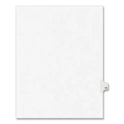 Avery® Preprinted Legal Exhibit Side Tab Index Dividers, Avery Style, 10-Tab, Number 19, 11 x 8.5, White, 25/Pack (1019)