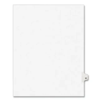 Avery® Preprinted Legal Exhibit Side Tab Index Dividers, Avery Style, 10-Tab, Number 21, 11 x 8.5, White, 25/Pack (1021)
