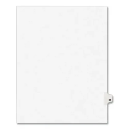 Avery® Preprinted Legal Exhibit Side Tab Index Dividers, Avery Style, 10-Tab, Number 21, 11 x 8.5, White, 25/Pack (1021)