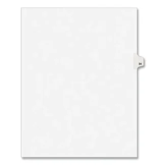 Avery® Preprinted Legal Exhibit Side Tab Index Dividers, Avery Style, Number 34, 10-Tab, 11 x 8.5, White, 25/Pack (1034)
