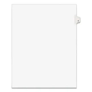 Avery® Preprinted Legal Exhibit Side Tab Index Dividers, Avery Style, 10-Tab, Number 4, 11" x 8.5", White, 25/Pack