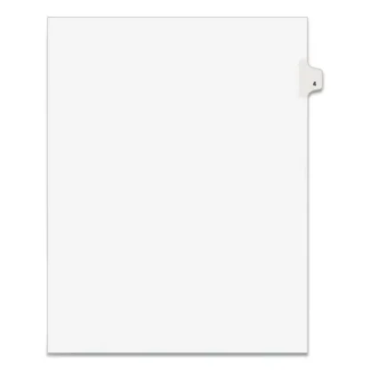Avery® Preprinted Legal Exhibit Side Tab Index Dividers, Avery Style, 10-Tab, Number 4, 11" x 8.5", White, 25/Pack