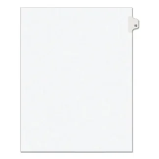 Avery® Preprinted Legal Exhibit Side Tab Index Dividers, Avery Style, Number 52, 10-Tab, 11 x 8.5, White, 25/Pack