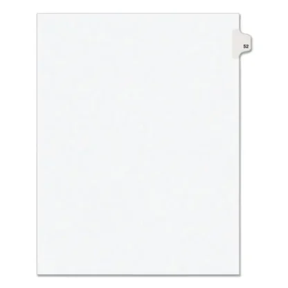 Avery® Preprinted Legal Exhibit Side Tab Index Dividers, Avery Style, Number 52, 10-Tab, 11 x 8.5, White, 25/Pack