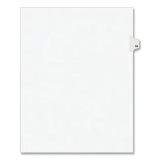 Avery® Preprinted Legal Exhibit Side Tab Index Dividers, Avery Style, Number 56, 10-Tab, White, 25/Pack, Unpunched, 11 x 8.5 (1056)