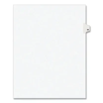 Avery® Preprinted Legal Exhibit Side Tab Index Dividers, Avery Style, Number 56, 10-Tab, White, 25/Pack, Unpunched, 11 x 8.5 (1056)