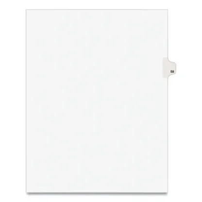 Avery® Preprinted Legal Exhibit Side Tab Index Dividers, Avery Style, 10-Tab, Number 58, White, 25/Pack