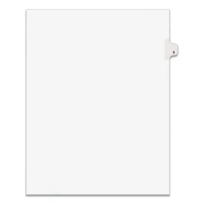 Avery® Preprinted Legal Exhibit Side Tab Index Dividers, Avery Style, 10-Tab, Number 5, White, 25/Pack