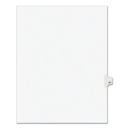 Avery® Preprinted Legal Exhibit Side Tab Index Dividers, Avery Style, Number 67, 10-Tab, White, 25/Pack