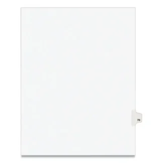 Avery® Preprinted Legal Exhibit Side Tab Index Dividers, Avery Style, 10-Tab, Number 70, White, 25/Pack