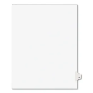 Avery® Preprinted Legal Exhibit Side Tab Index Dividers, Avery Style, Number 73, 10-Tab, 11 x 8.5, White, 25/Pack