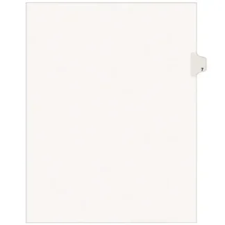 Avery® Preprinted Legal Exhibit Side Tab Index Dividers, Avery Style, Number 7, 11 x 8.5, White, 25/Pack