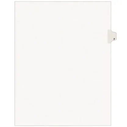 Avery® Preprinted Legal Exhibit Side Tab Index Dividers, Avery Style, Number 7, 11 x 8.5, White, 25/Pack