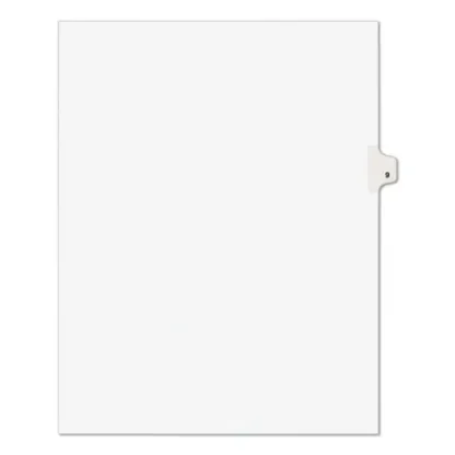 Avery® Preprinted Legal Exhibit Side Tab Index Dividers, Avery Style, 10-Tab, Number 9, 11 x 8.5, White, 25/Pack